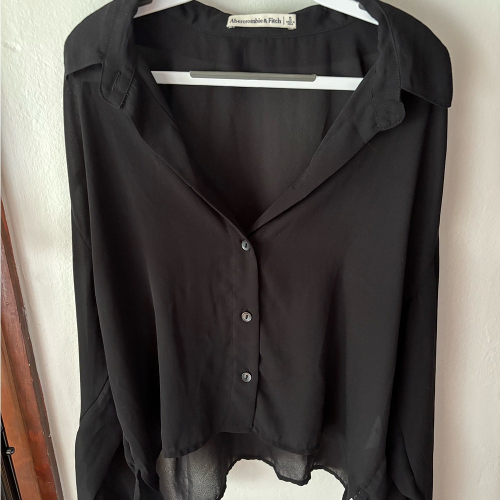 Abercrombie & Fitch Women's Black Sheer Top